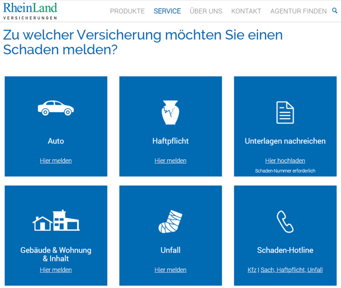 Use Case RheinLand Schadenmeldung